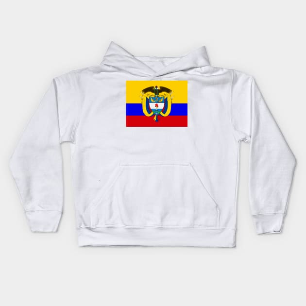 Colombia coat of arms flag Kids Hoodie by AidanMDesigns